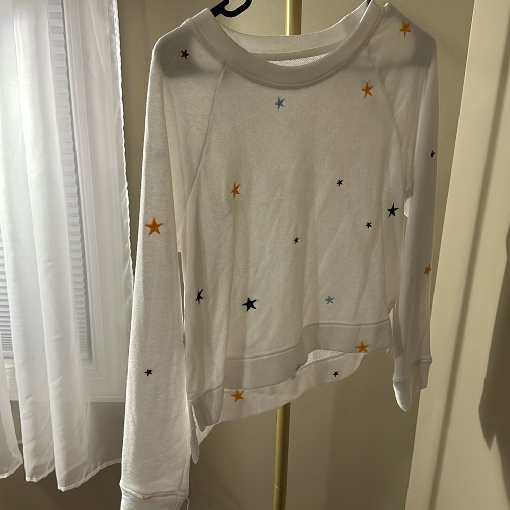 Lou&Grey Loft white sweatshirt with stars. Size XS. Lightweight. Worn once.